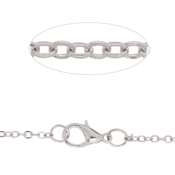 18 inch long flat necklace chain for pendant,2x3mm link size,Lobster Clasp end,Brass chain,Nickel plated,20pcs/lot