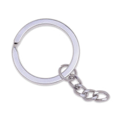 20mm Flat Keychain Ring with chain Metal Keychain Findings Split Key Ring Metal Stamping Tools white K 50 pcs 10184403