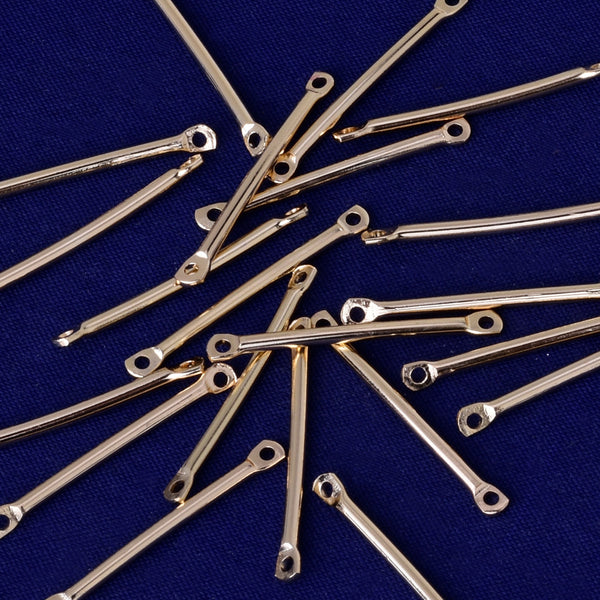 About 25.5*1.5MM tibetara® Brass Personalized Stamping Blank Bar Connector necklace bar blanks with 2 holes wholesale plated kc gold 20pcs