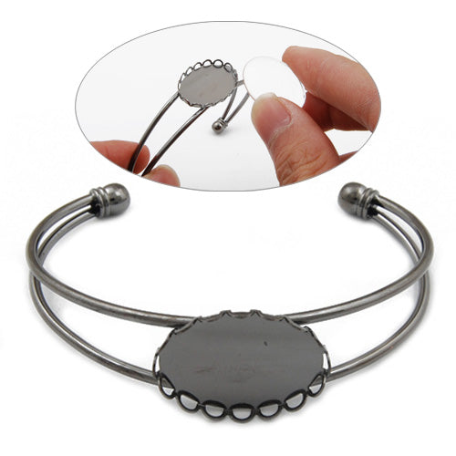 Bracelet With 18*25MM Oval Setting,Cuff,Adjustable,Gun Metal Black-Plated Brass,Lead Free And Nickel Free,Sold 10PCS Per Lot