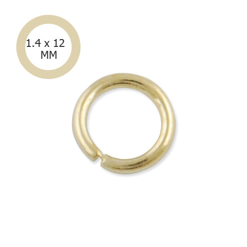 500 Grams 12MM Round Metal Jump Rings,14K Gold Plated,15 Gauge,Approx 1000PCS Per Package