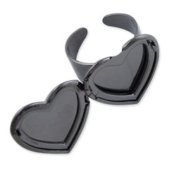 Gun Metal Black plated Ring Base Setting With 15*15MM Heart Locket,fit 15*15 heart photo;Sold 10PCS Per Package