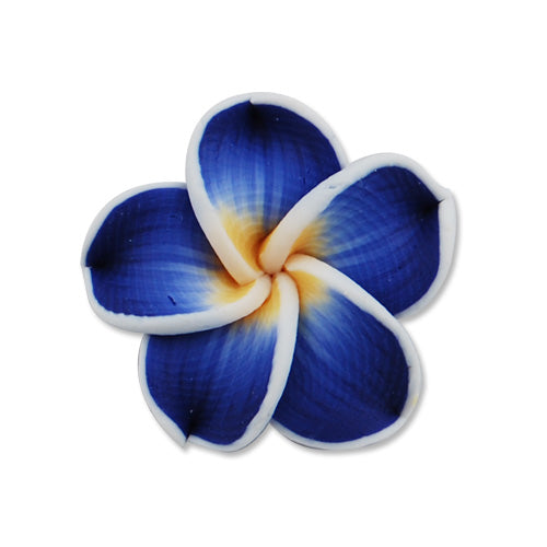 20MM HandMade And Flat Back Polymer Clay Flower Beads,Sapphire,Side Drilled Hole Size 2.5MM,Lead Free,Sold 100 PCS Per Package