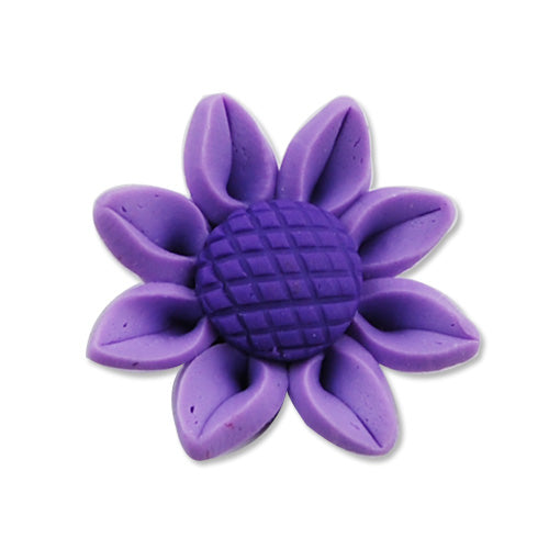25MM Hand Made And Flat Back Polymer Clay Flower Beads,Purple,Side Drilled Hole Size 2.5MM,Lead Free,Sold 50 PCS Per Package