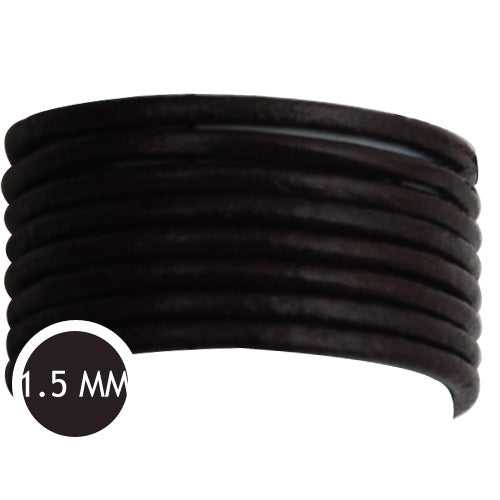 1.5mm Thickness Dark Coffee Round Leather Cord,Sold 50M/Roll
