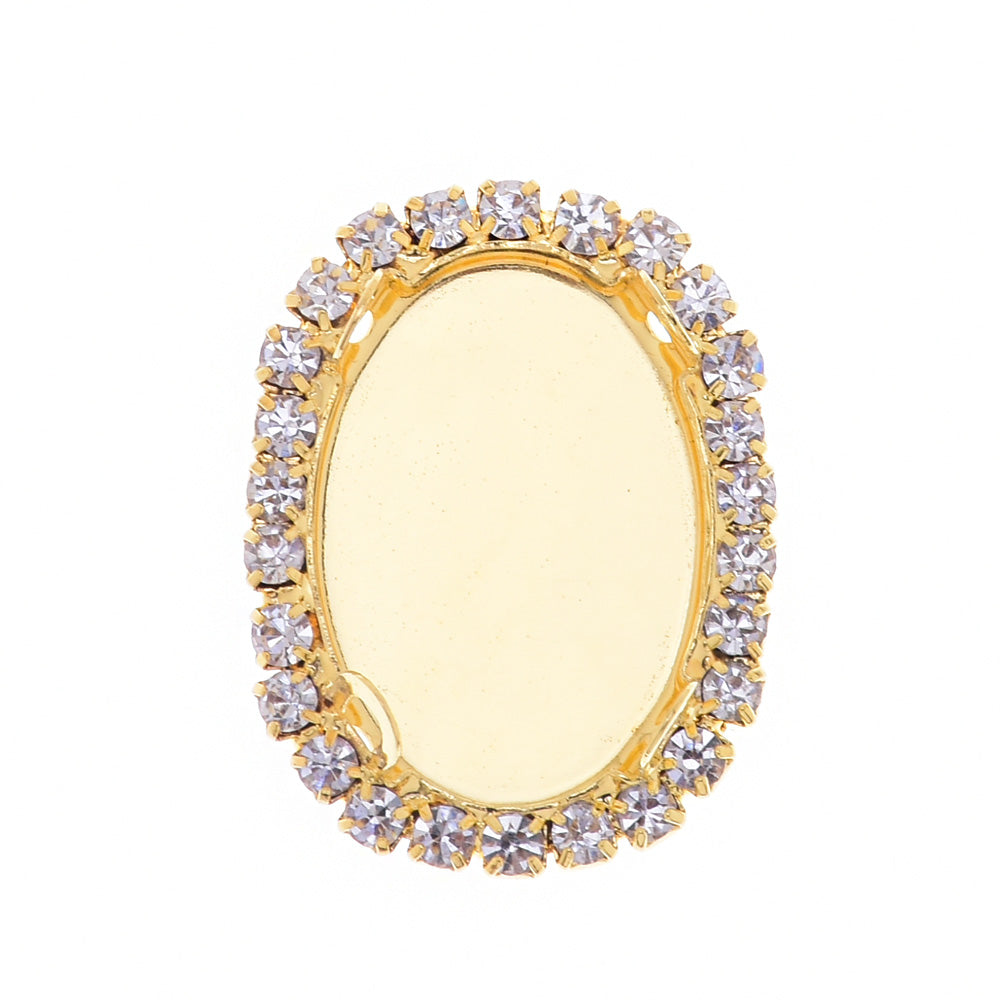 D Claw sew-on Rhinestone Crystal Pendant Blank costume jewellery fit 18*25mm Oval Shape gold 20pcs 10179304