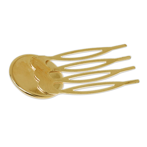 Comb Hair Clips Findings 20mm Round Bezel Setting,Bridal Supplies 4 Teeth Hair Comb ,Diy Hair Accessories,Gold