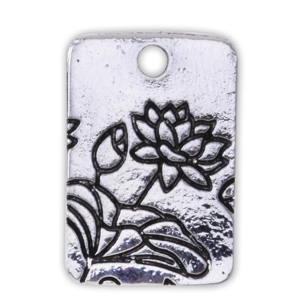 20 Metal Flower Charm Lotus Pendant Vintage Charms Lotus Jewelry Antique Silver Lotus 13X18mm