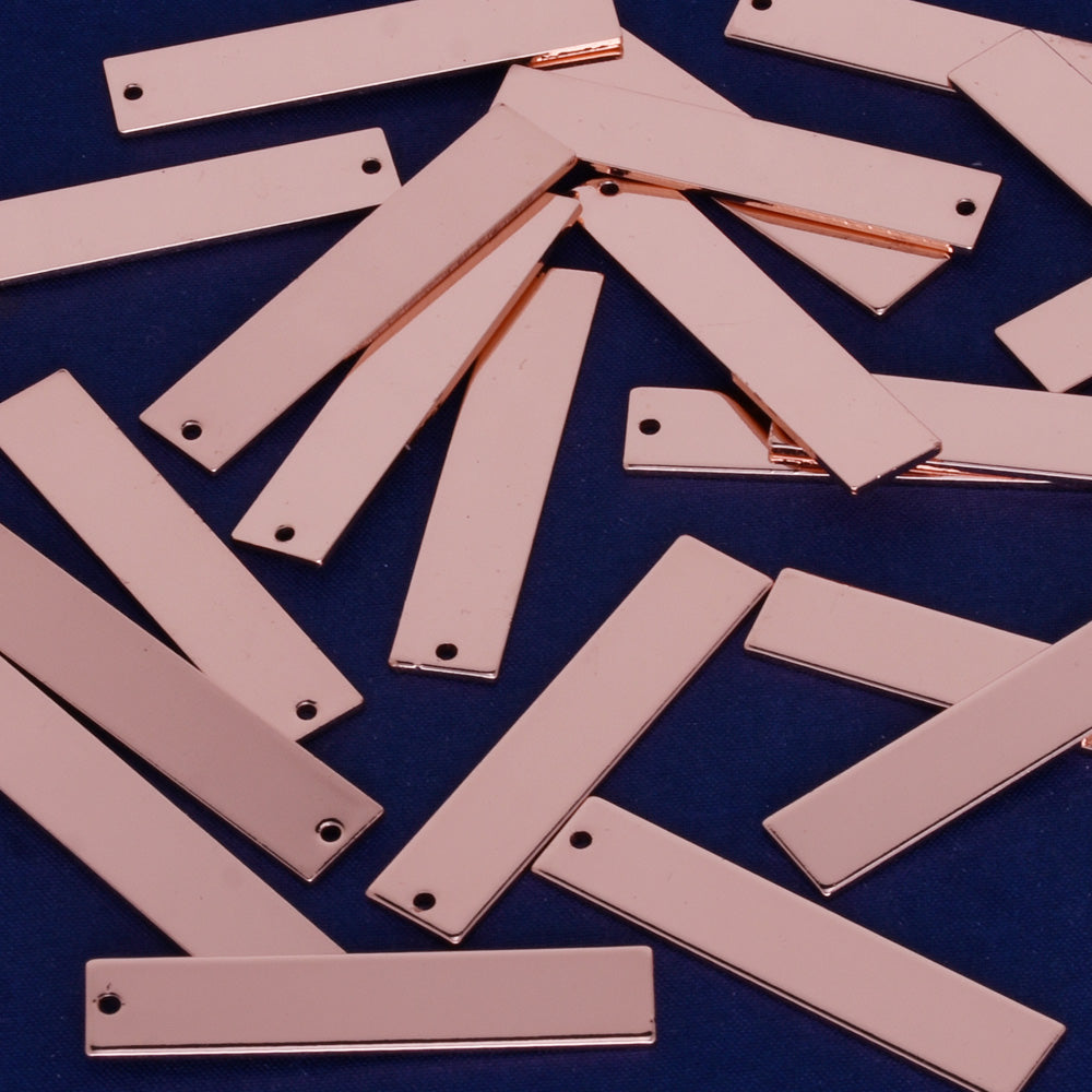 1 5/8"*3/8" Brass Rectangle Tag Blanks Stamping Blank Findings metal blanks Single hole rose gold 18 Gauges 10pcs