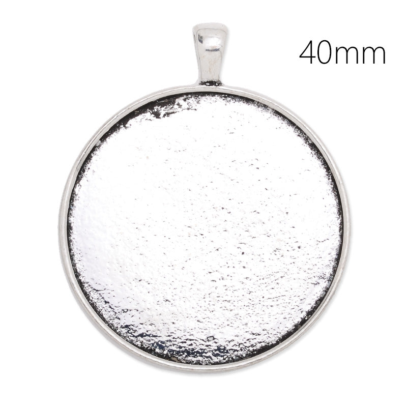 40mm Round pendant tray,cameo base,zinc alloy filled ,antique silver plated,20pcs/lot