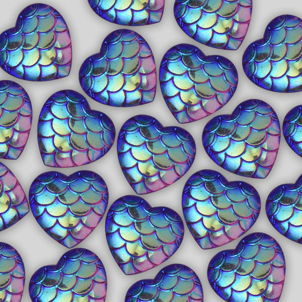 12mm Heart Resin Mermaid Cabochons AB Iridescent Mermaids Cabochon,Resin Decoden Cabochon blueviolet