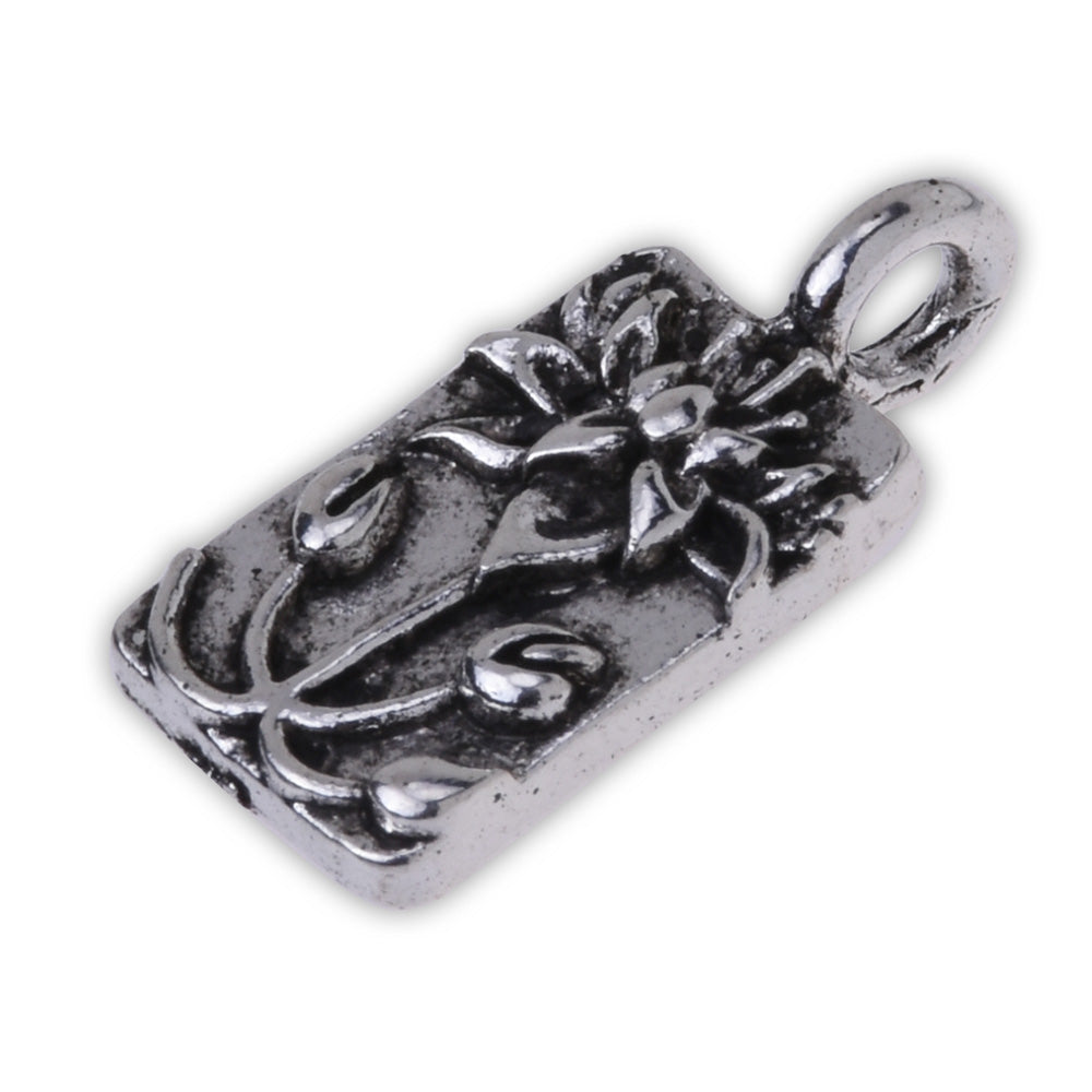 20 Metal Flower Charm Lotus pendant vintage charms blooming flower yoga charms Lotus jewelry Antique silver 18x9mm