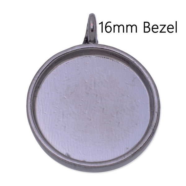 16mm(inside) Round pendant trays,Zinc Alloy filled,Gun metal black plated,20pcs/lot