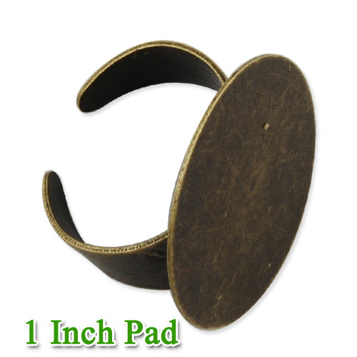 25MM/1 Inch Antique Bronze Plated Adjustable Ring Blanks Base With Pad,fit 25mm glass cabochon,Sold 20PCS Per Package