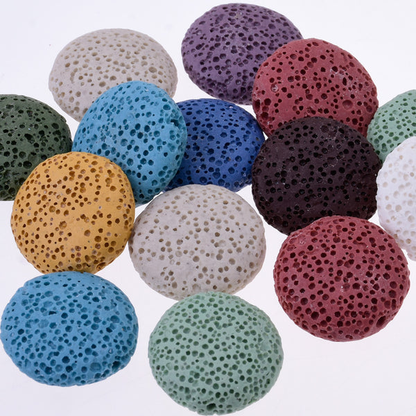 Flat Lava beads Handmade Jewelry 20mm Lava Stone 1.2mm hole mixed color 10pcs/lot