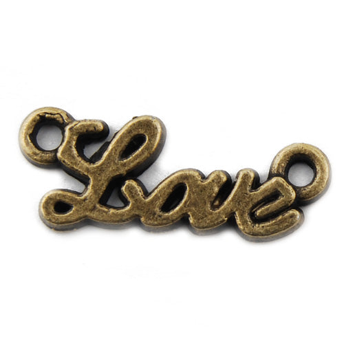 20.5*8 MM,Vintage Antique Bronze Zinc Alloy Charms,With "Love"Letters,Sold 200 PCS Per Pkg