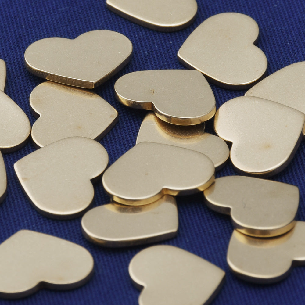 20pcs about 7/16"*3/8"  tibetara® Brass Tilted Heart Washer Stamping Blanks Fantastic Shine 18 Gauges Heart Charm Pendant