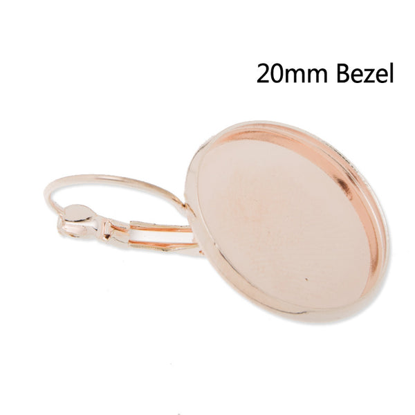 50PCS Rose Gold French Lever Back Earrings Blank/Base,fit 20 MM glass cabochons,buttons