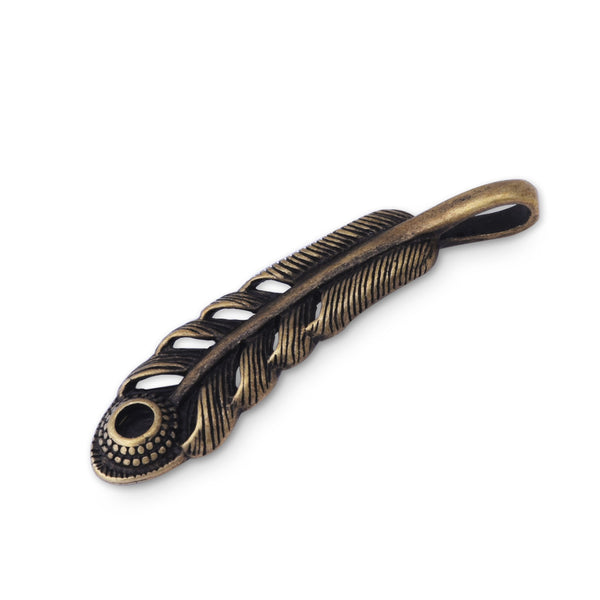 5 pcs Antique Bronze Peacock Feather Charm Bird Feather Pendant Brass Made Diy Handmade Materials Jewelry Supplies 55x13 mm