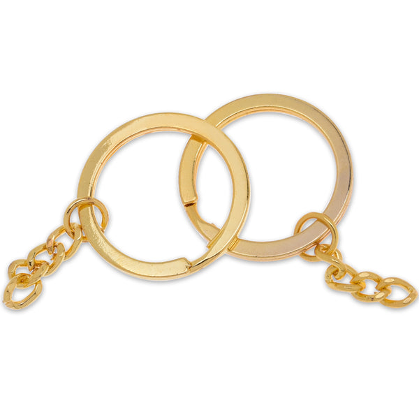 20mm Flat Keychain Ring with chain Metal Keychain Findings Split Key Ring Metal Stamping Tools gold 50 pcs 10184404
