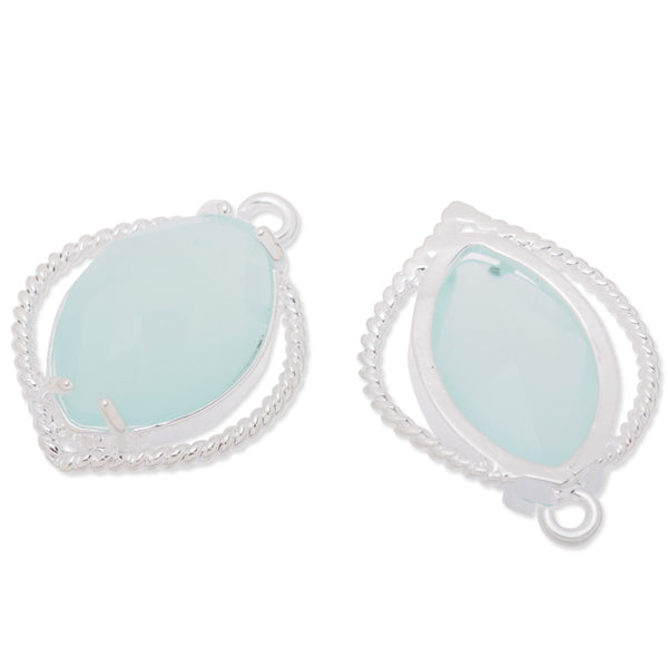 14x19mm framed glass,metal framed glass,Faceted glass,pacific opal,connectors,gemstone bezel,Sold 5pcs/lot