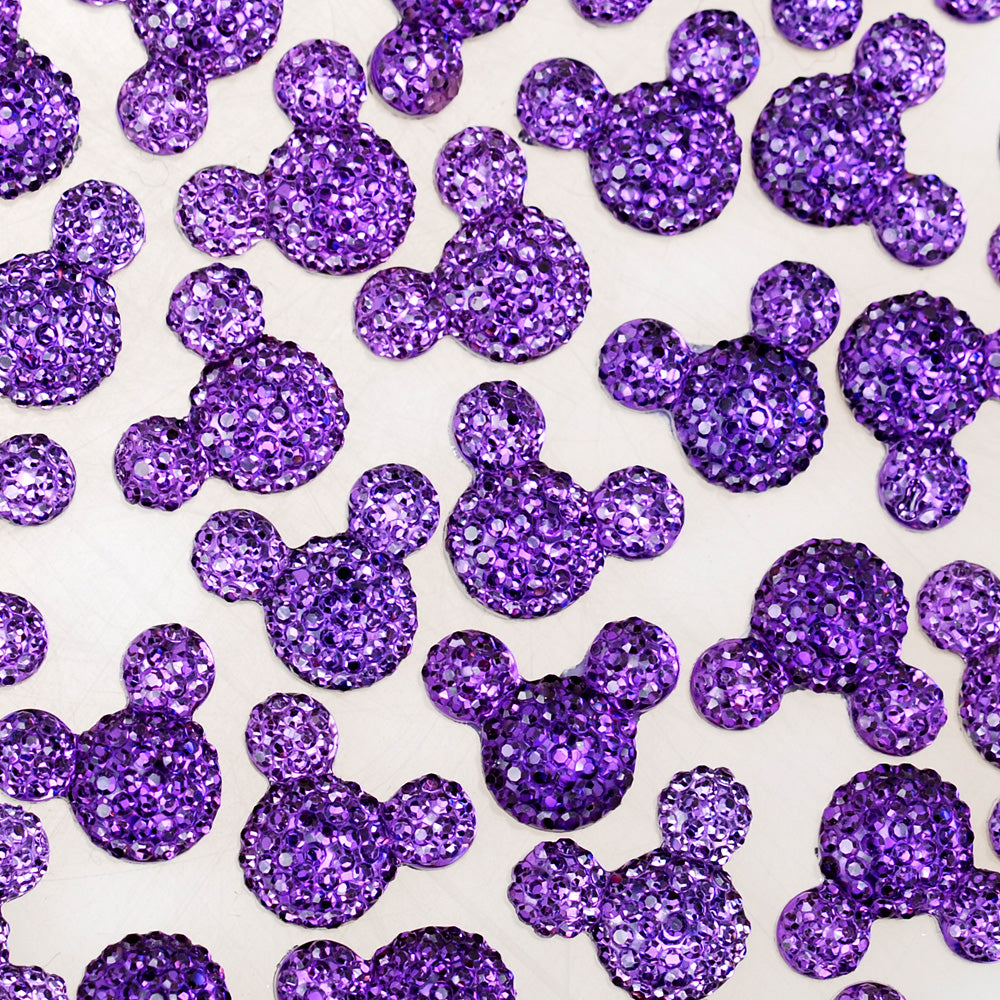100 Purple Resin Cabochons Flatback Kawaii Glitter Cabs Druzy Embellishments 16mm