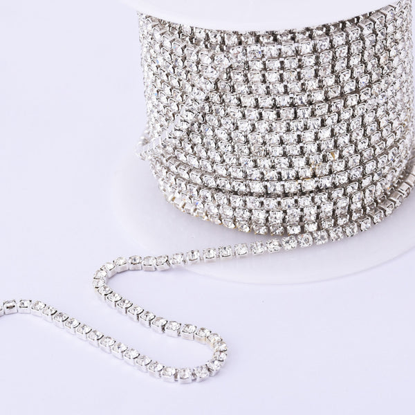 2mm Clear Crystal Rhinestone Chain ,Flat back Cup Chain,10Meters Preciosa chain DIY Jewelry