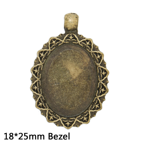 18x25mm Antique Bronze Zinc Alloy Cameo Cabochon Base Setting Pendants,sold 10pcs per pkg