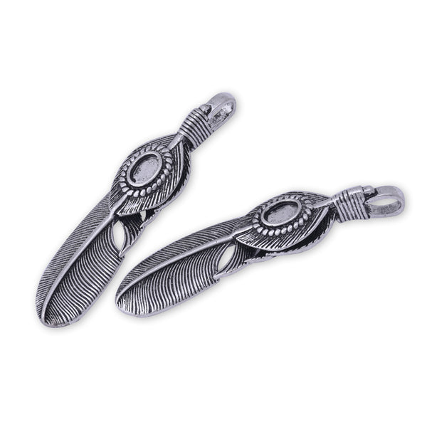 5 pcs Antique Silver Feather Charm Bird Feather Pendant Brass Made Diy Handmade Materials Jewelry Supplies 63x14