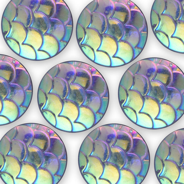 10mm Round White Resin Mermaid Cabochons AB Iridescent Mermaids Cabochon  50pcs
