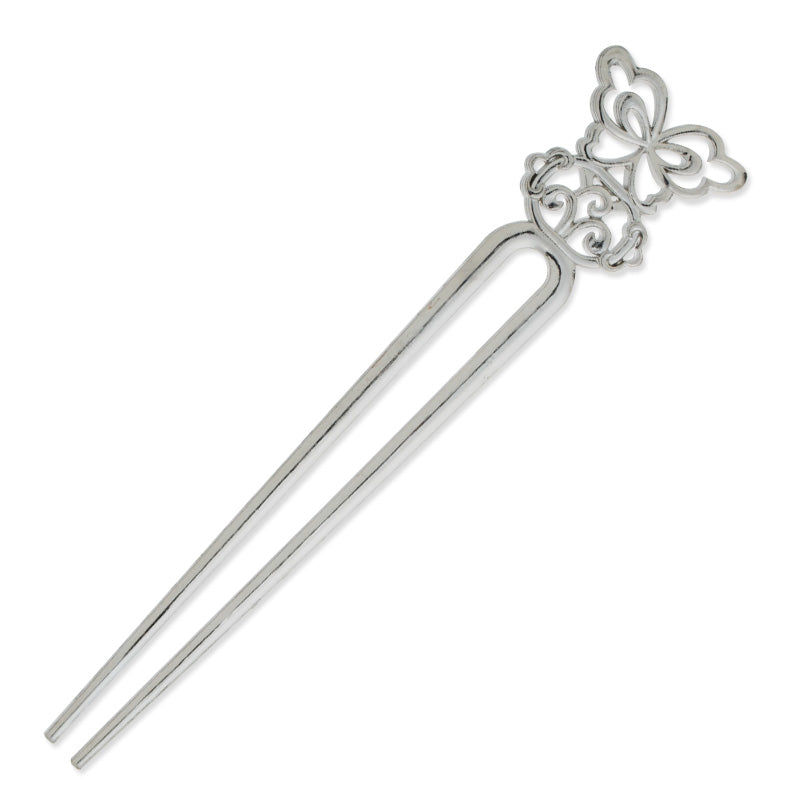 33.5x155mm Imitation Rhodium Plated Hair Stick,Butterfly on top,Metal Hair Stick/Accessories,Hair Sticks,10pieces/lot