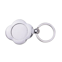 5pcs Imitation Rhodium  Flower Petal Bezel Key Chain ,Photo Keychains DIY Kit - Blank Round 1 inch (25mm) Bezel Setting