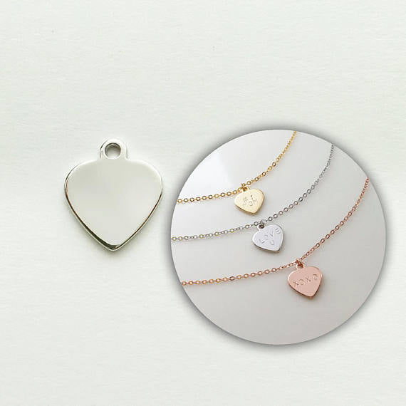 About 4mm tibetara® Brass Tags Charm Pendant heart charms Ready to Stamp thickness 2mm plated gold 20pcs