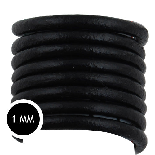 1.0mm Thickness Black Round Leather Cord,Sold 50M/Roll