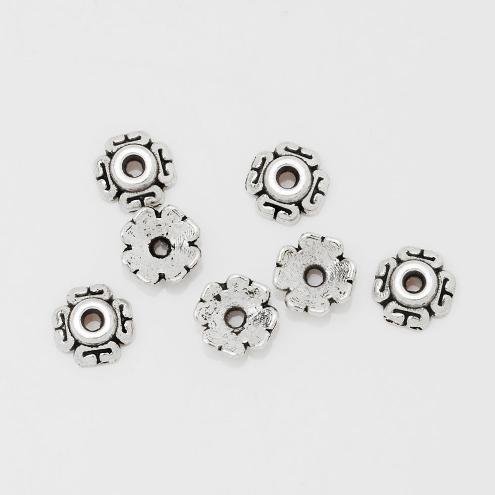 7mm Bulk Caps,Antique Silver Charm Beads Cap,Buddhism Jewelry Findings,sold 100pcs/lot