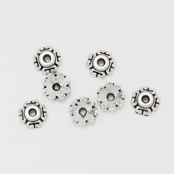 7mm Bulk Caps,Antique Silver Charm Beads Cap,Buddhism Jewelry Findings,sold 100pcs/lot