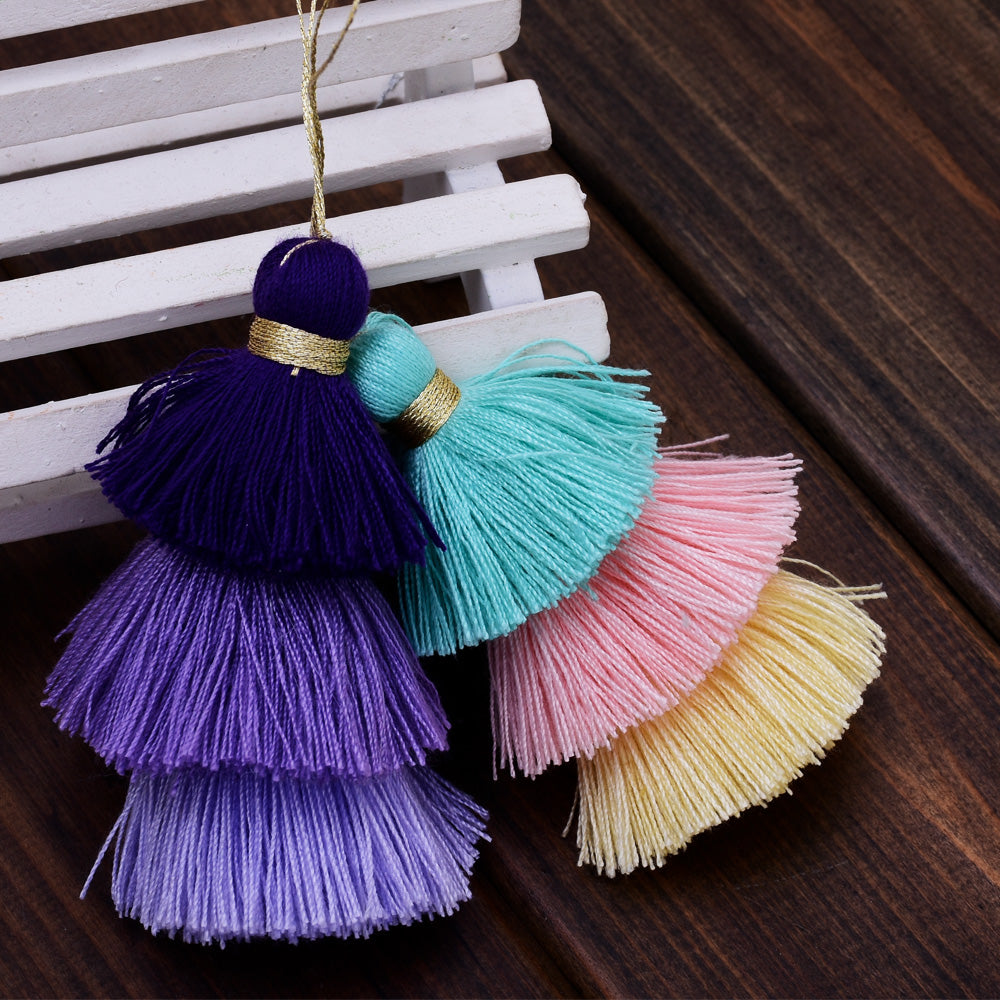 Stacked Tassel Earrings Quality Fashion Tassel Stack Necklace Earrings Fringe Tassel Necklace,2pcs/lot