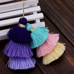 Umbre Puffy Tassels Triple Fringe Jewelry Pendants Tassels for jewelry making Earrings Necklace,2pcs/lot