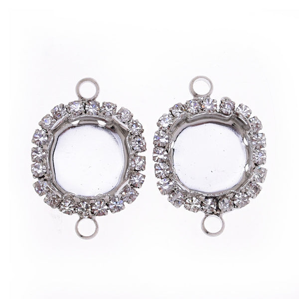 Single Row Crystal Pendant Blank Satellite Connector 2 Loop Pendant Base garment accessory fit 12mm white K 20pcs 10181303