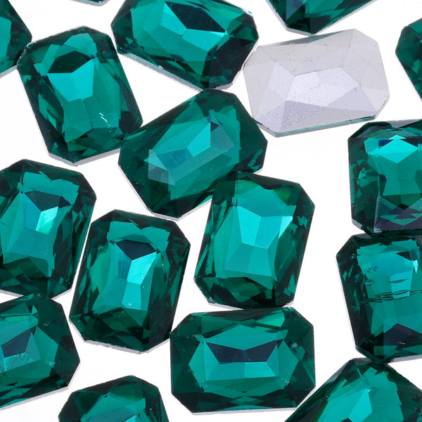 18x25mm Rectangle Pointed Back Rhinestones glass crystals beads wedding diy jewelry green 50pcs 10183553