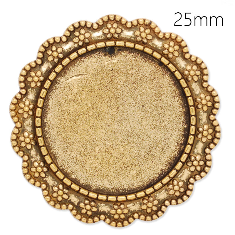 25mm anqitue gold plated brooch blank,brooch bezel,flowers around,zinc alloy,lead and nickle free,sold by 10pcs/lot