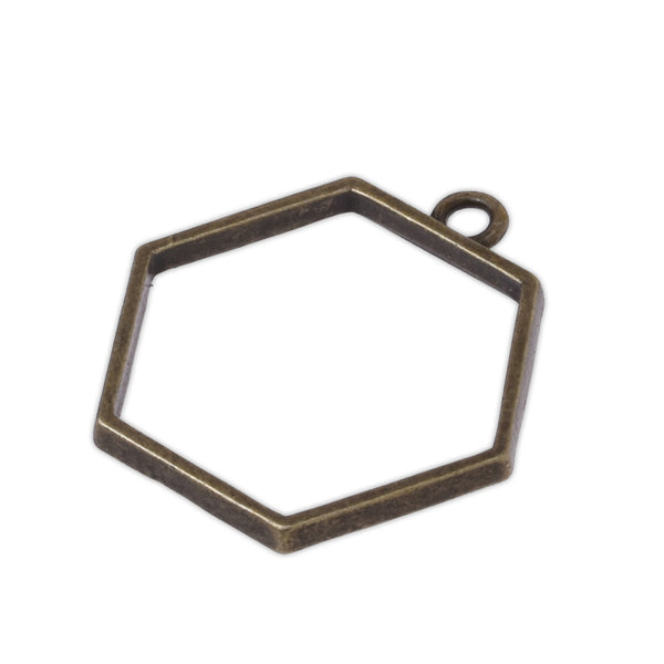 Hexagon Bezel Setting for Resin,Antique Bronze Open Bezel for Resin Jewelry Making, Open Back Bezel Settings,Jewelry Making 20pcs