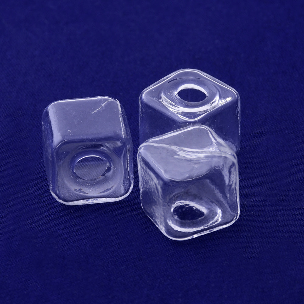 10pcs Glass Jars 13*13mm square shaped White Clear glass for jewelry Necklace Pendant making Clear Glass wishing Bottles