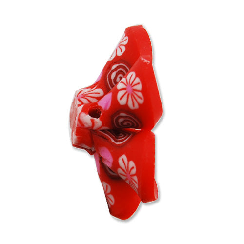 25MM HandMade And Flat Back Polymer Clay Flower Beads,Orange,Side Drilled Hole Size 2.5MM,Lead Free,Sold 50 PCS Per Package