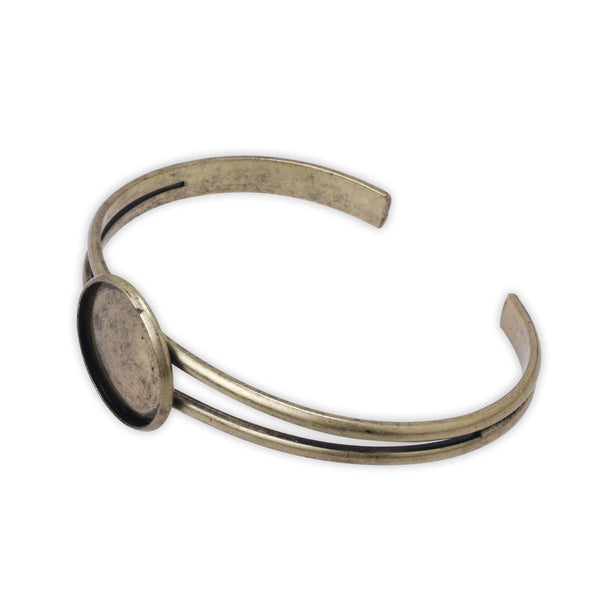 5 Adjustable Antique Bronze Bracelet With 20MM Round Setting,Cuff,Adjustable, fit 20mm Round Cabochons