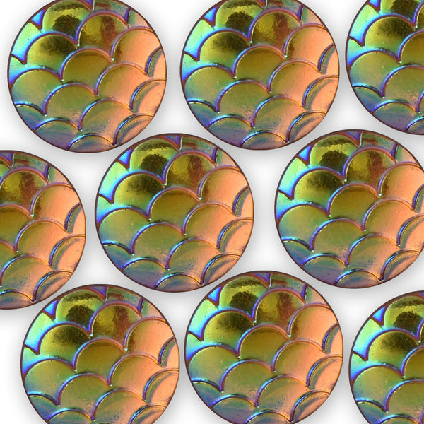 10mm Round Gold Resin Mermaid Cabochons AB Iridescent Mermaids Cabochon  50pcs