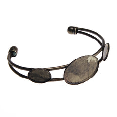 Bracelet With Oval Setting,Cuff,Adjustable,Antique Bronze Plated Brass,Lead Free And Nickel Free,fit 18*25mm and 10*14 mm oval cabochon,Sold 10PCS Per Lot