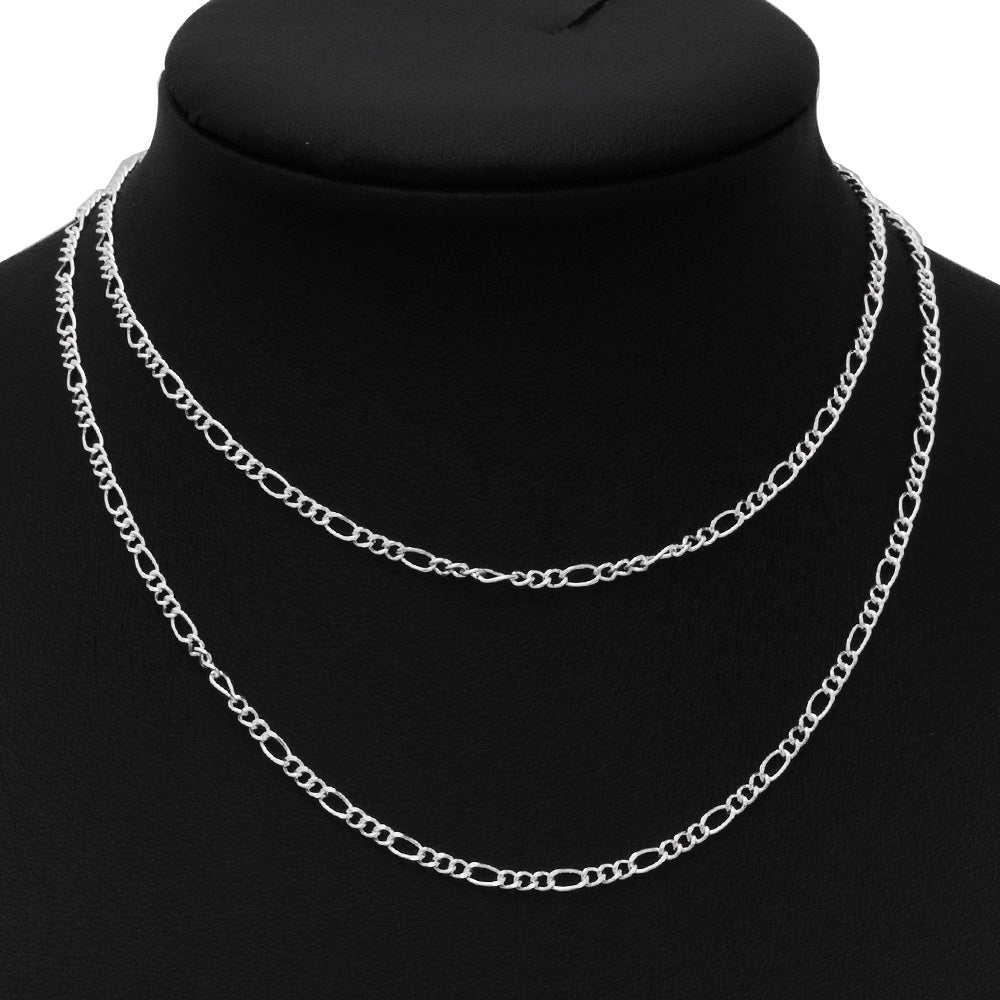 24" 6*2.5mm Twisted Silver Plated Completed Necklace Chain,Approved spent Figaro Chains 3:1,sold 20pcs/lot