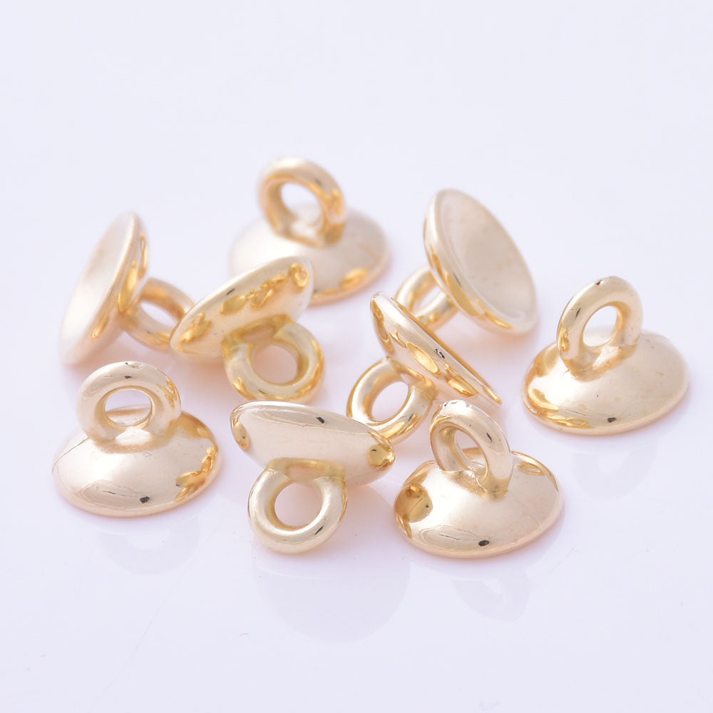 Gold plastic round Glass bottles Buckle with Top Necklace Loop bezel cup 10mm  Aperture 2mm,100pcs 10171504
