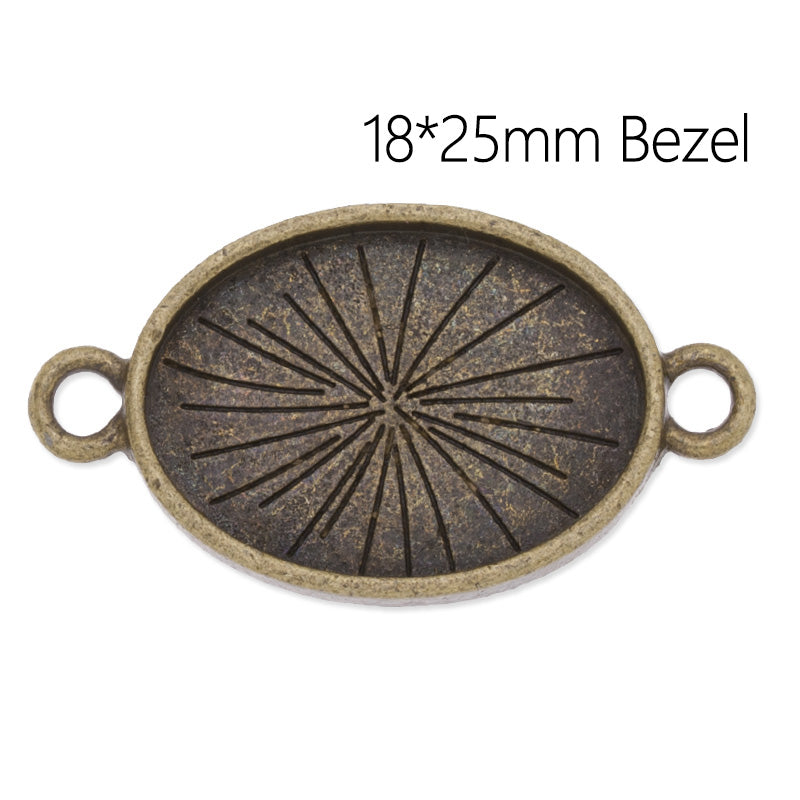 18x25mm Oval Bracelet Connector Bezel,Easy use,Zinc Alloy filled,Antique Bronze plated,20pcs/lot
